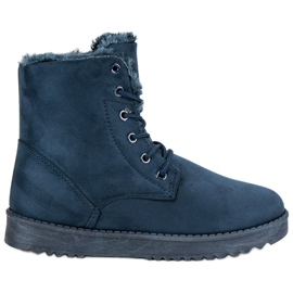 Forever Folie Stivali caldi in pelle scamosciata blu