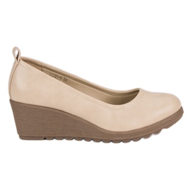 J. Star Décolleté con zeppa beige