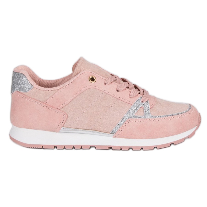 Scarpe sportive stringate grigio rosa