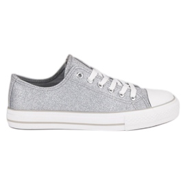 Scarpe da ginnastica glitterate grigio