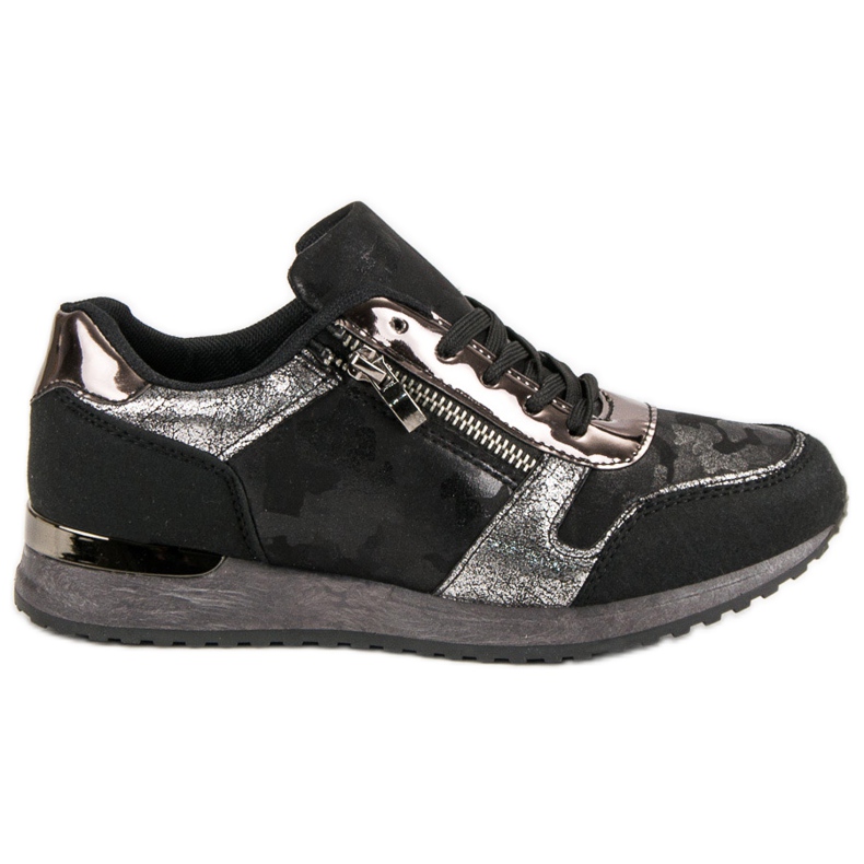 Scarpe sportive con cerniera decorativa nero grigio