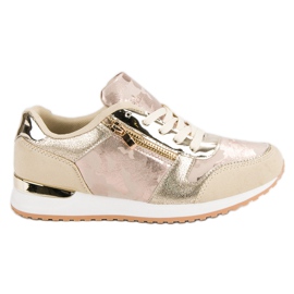 Scarpe sportive con cerniera decorativa giallo rosa