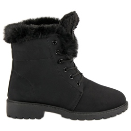Trapper neri con pelliccia nero