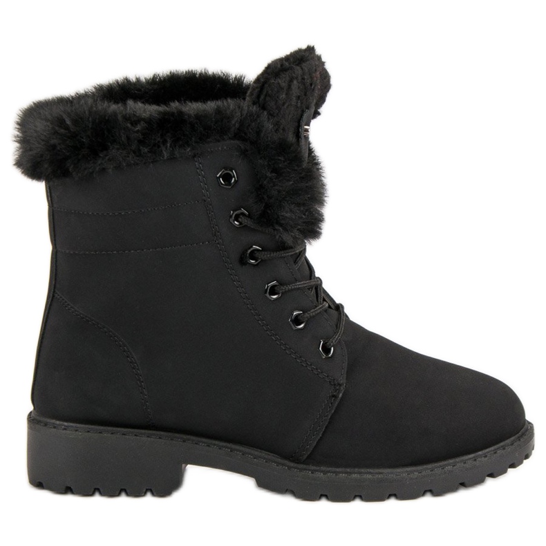Trapper neri con pelliccia nero