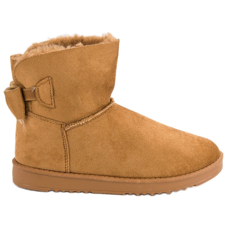 Mukluki cammello con fiocco marrone