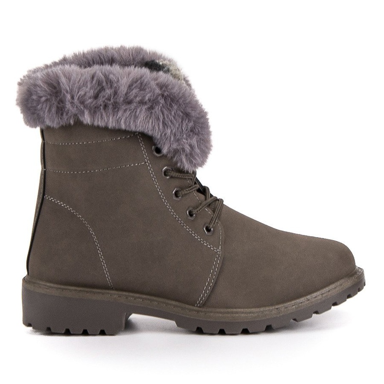 Trappers grigio scuro con pelliccia