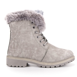 Trappers grigio chiaro con pelliccia