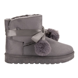Mukluki grigio con pompon