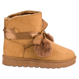 Mukluki cammello con pompon marrone