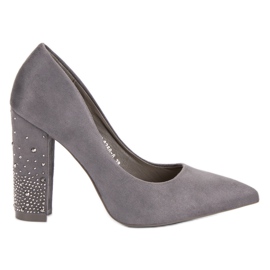 Bestelle Décolleté Grigie Con Cristalli grigio
