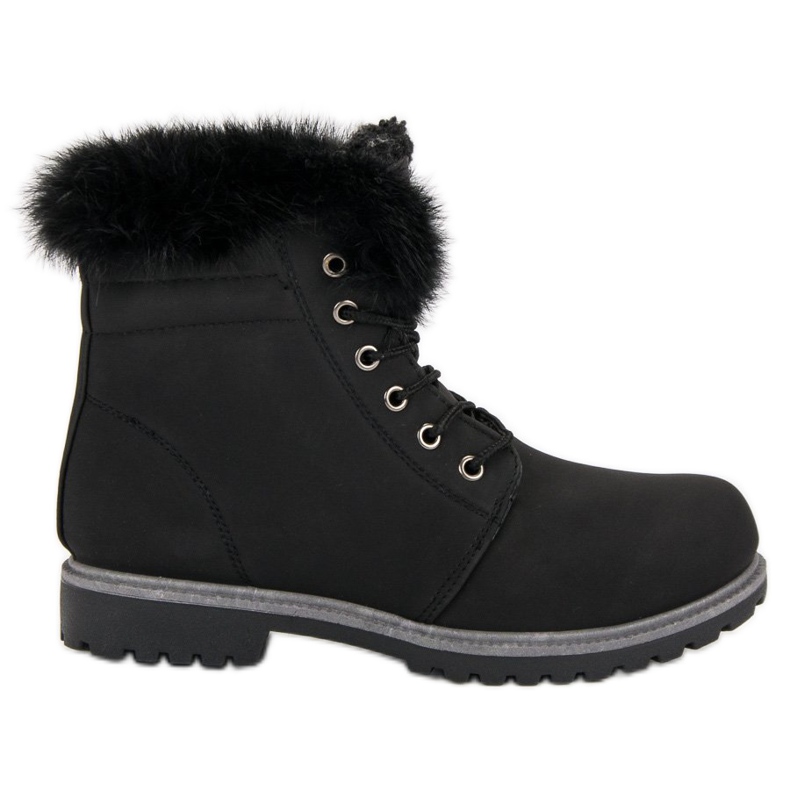 Queentina Trapper neri con pelliccia nero