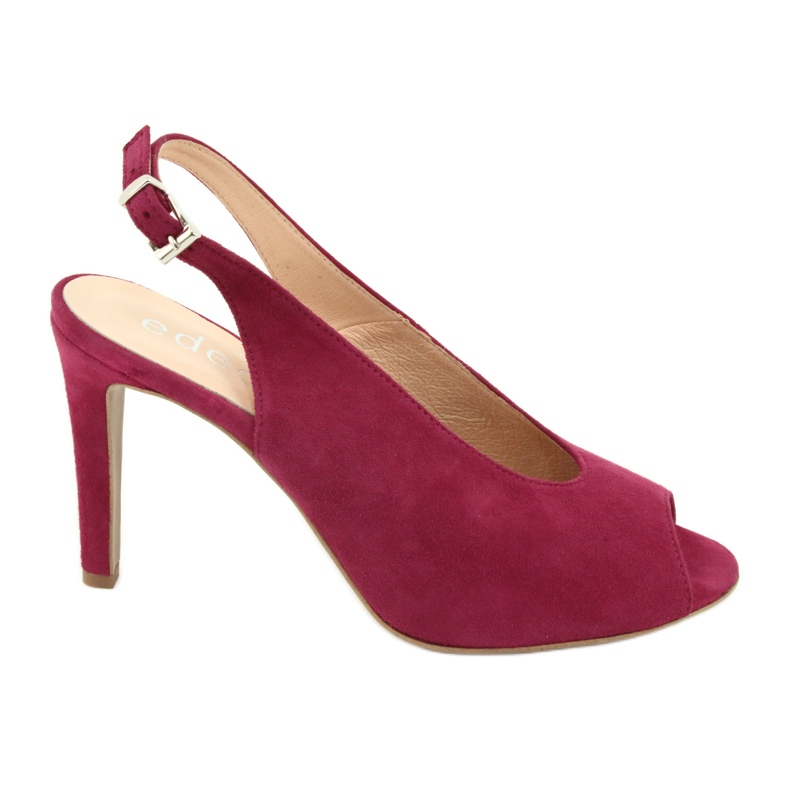 Edeo Sandali in pelle femminile sul tallone Borgogna rosso