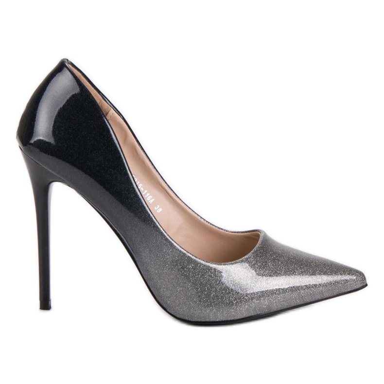 Small Swan Tacchi alti laccati alla moda nero grigio