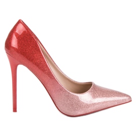 Small Swan Tacchi alti laccati alla moda rosso rosa
