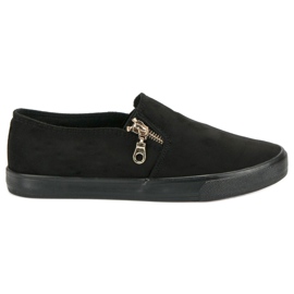 Sport Slip in pelle scamosciata con cerniera nero