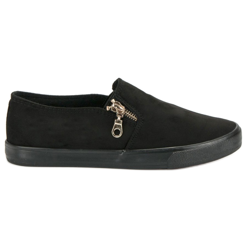 Sport Slip in pelle scamosciata con cerniera nero