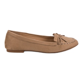 Small Swan Mocassini Beige Scuro Con Fiocco