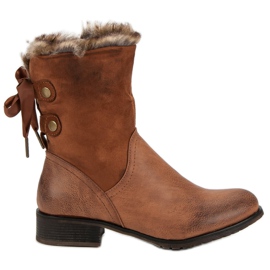 SDS Stivaletti cammello con fiocco marrone