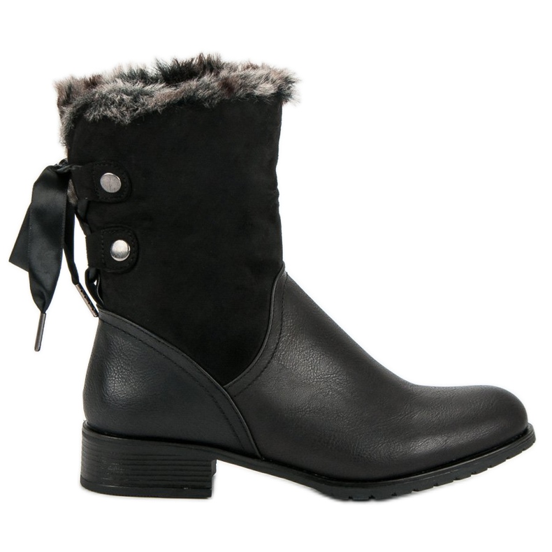 SDS Stivaletti Neri Con Fiocco nero