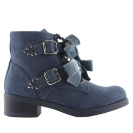 Stivali Stringati Con Fiocchi blu navy C-7101 Denim