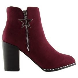 Stivali su un tacco stabile bordeaux 8576-2 Rosso