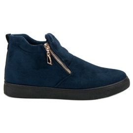 Sneakers slip-on in pelle scamosciata blu navy