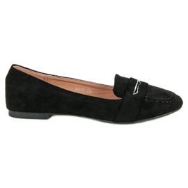 Small Swan Mocassini in camoscio con glitter nero