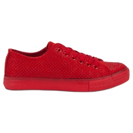 Sport Sneakers Rosse Con Cristalli rosso