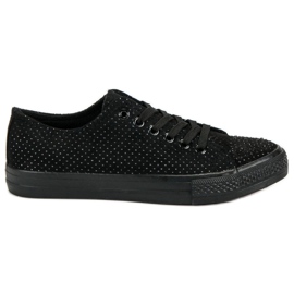 Sport Sneakers Nere Con Cristalli nero