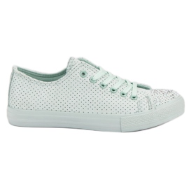 Sport Sneakers Menta Con Cristalli verde