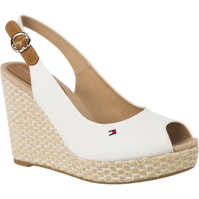 Tommy Hilfiger Iconic Elena Basic Sling Back 121 Whisper White bianca marrone
