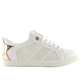 Sneakers con stella bianca A6213 WHITE / CHAMPAGNE