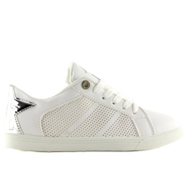 Sneakers bianche con stella A6213 WHITE/SILVER bianco