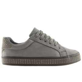 Grigie BS098 Sneakers grigie con pietre grigio