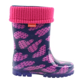 Stivali da pioggia per bambini Demar cuori calzini caldi rosa blu navy