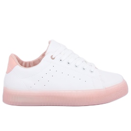 Sneakers su suola alta bianca e rosa LA38P Pink