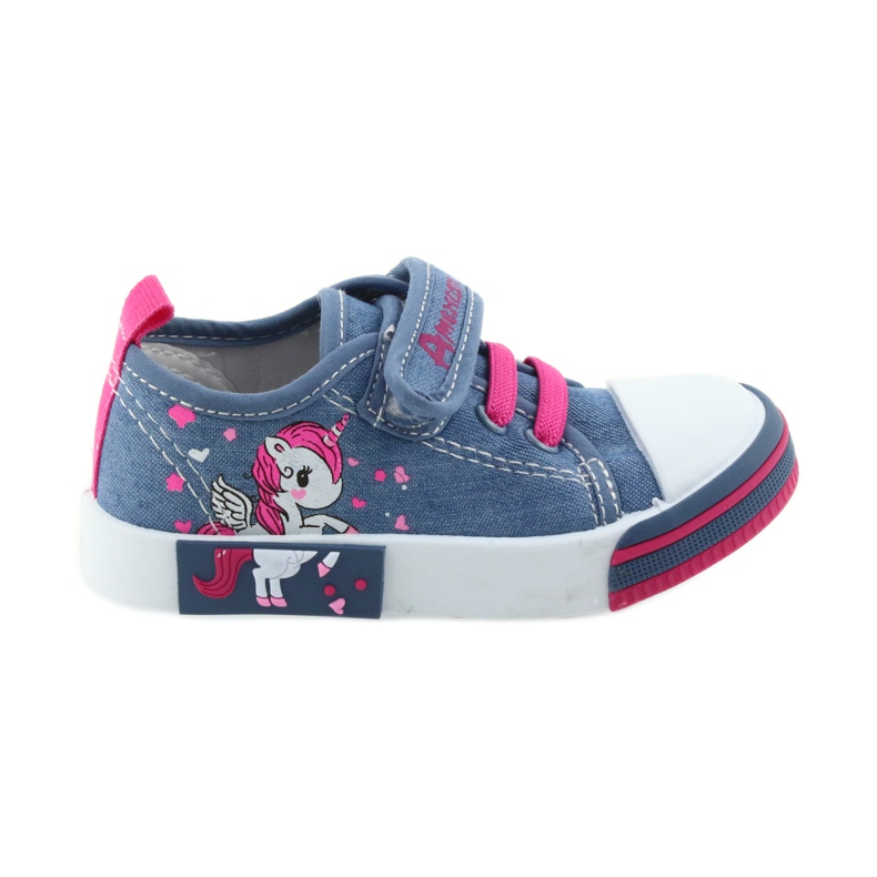 Sneakers da bambino American Club blu con velcro 28/19 rosa