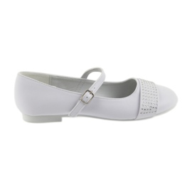 Décolleté, scarpe per bambini, ballerine, strass da comunione American Club 19/11 bianca
