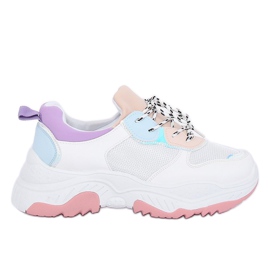 Scarpe sportive bianche e viola B0-63 WHITE/PURPLE bianco