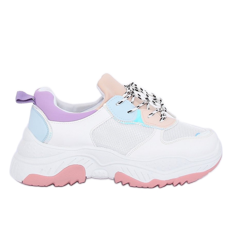 Scarpe sportive bianche e viola B0-63 WHITE/PURPLE bianca