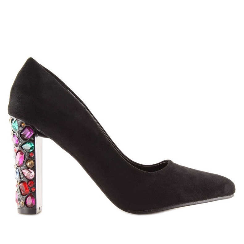 Décolleté con tacco decorato nero YQ204P Nero