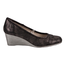 Vinceza Décolleté con zeppa glitter marrone