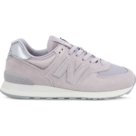 New Balance Wl574lcs Sateen Tab Light Cashmere con argento metallizzato viola rosa