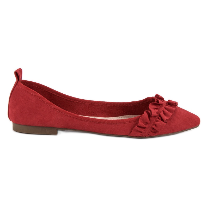Corina Ballerine Scamosciate Con Volant rosso