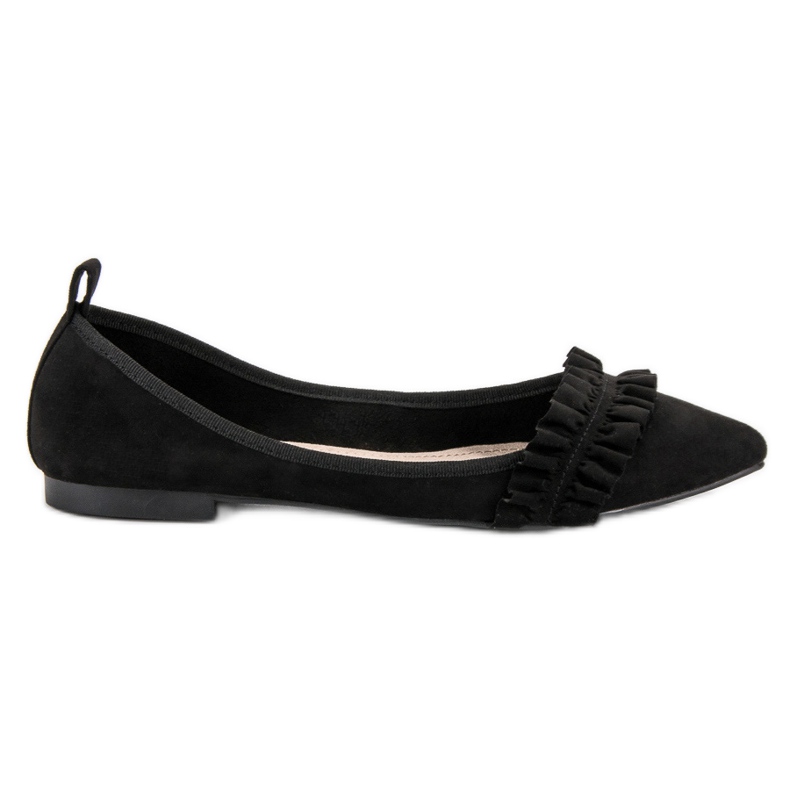 Corina Ballerine Scamosciate Con Volant nero