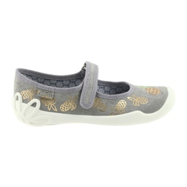 Pantofole Befado scarpe per bambini 114Y345 velcro grigio giallo