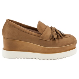 Corina Mocassini con zeppa cammello marrone