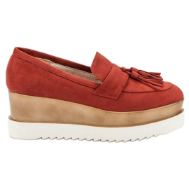 Corina Mocassini con zeppa rossa rosso