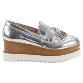 Corina Mocassini con zeppa argento grigio