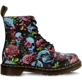 Dr. Martens Grana di paglia di rovescio di fantasia 1460 Pascal Rose Multi Rose nero blu multicolore